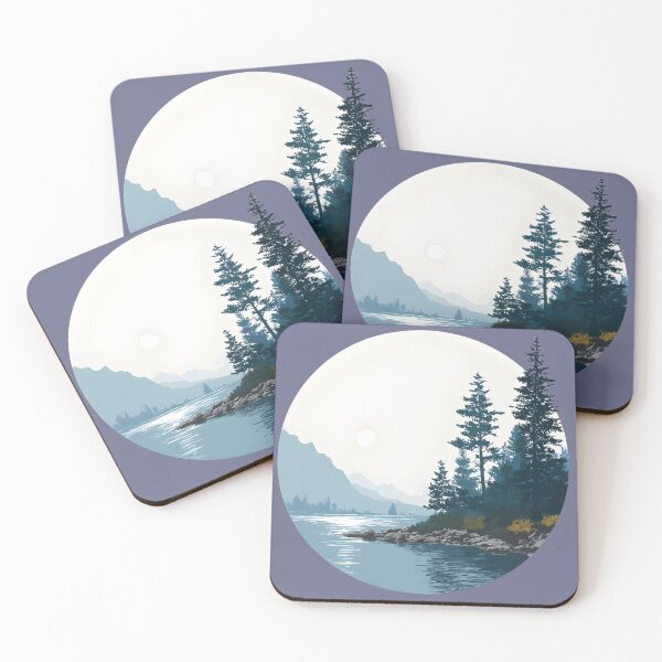 Item preview, Serene mountain lake circular nature scene designed and sold by Newrealis.