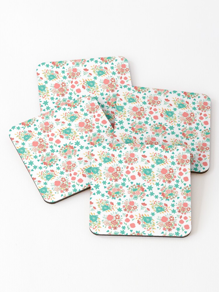 Thumbnail 1 of 5, Coasters (Set of 4), Mini Ditsy Pattern designed and sold by cafelab.