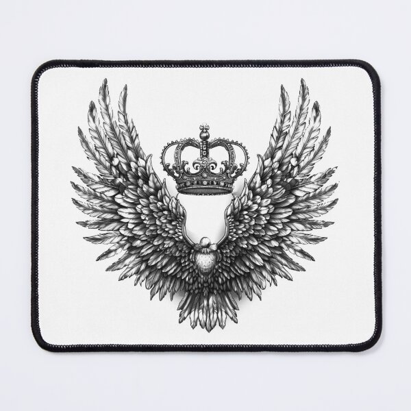 Item preview, Crowned Wings Heraldic Crest Black and White Gothic Illustration designed and sold by inkoutninja.
