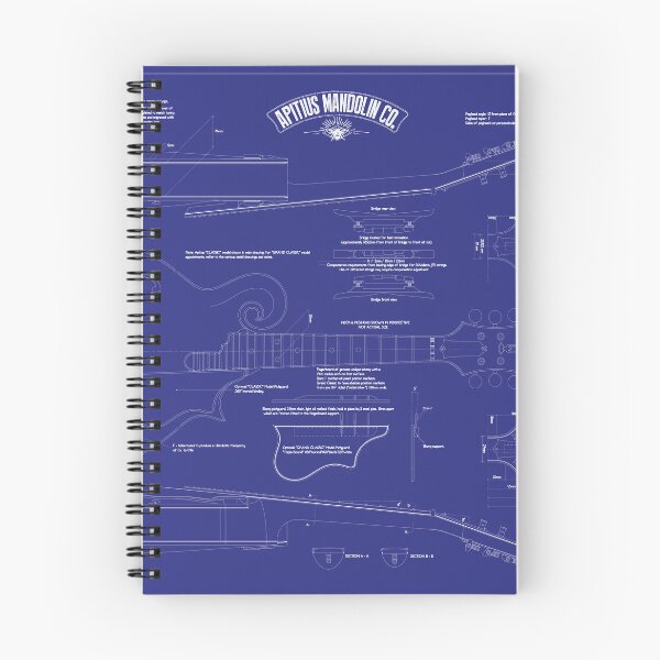 Item preview, Apitius Mandolin Blueprint Poster - Blue Background designed and sold by ApitiusMandos.