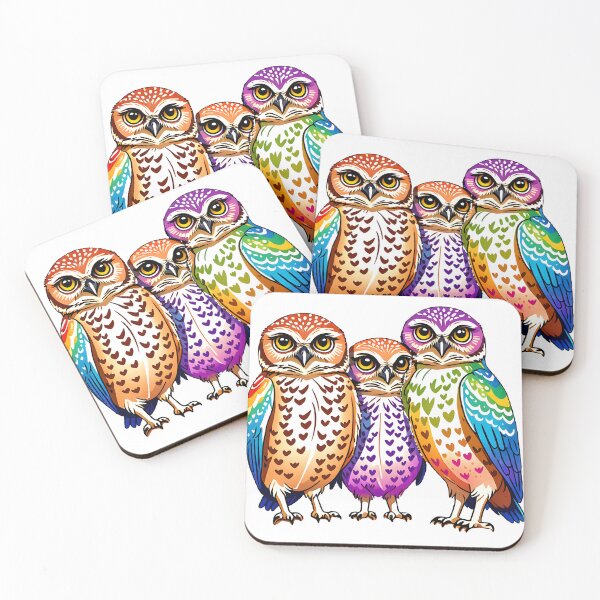 Item preview, Rainbow Burrowing Owls designed and sold by Mia's Menagerie.