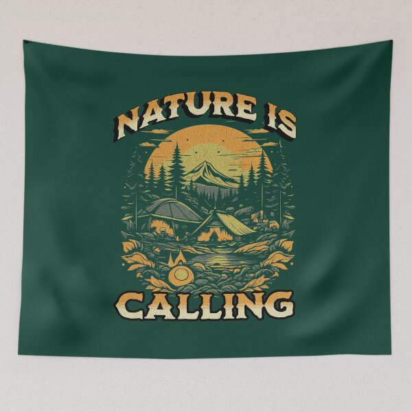 Item preview, Nature Is Calling Vintage Camping T-Shirt, Outdoor Adventure Mountain Camp Tee designed and sold by Negisandeep studio.