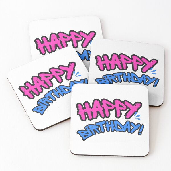 Artikelvorschau, Alles Gute zum Geburtstag! Graffiti-Schriftzug in Pink und Blau, fett im Street-Style. entworfen und verkauft von DavidTeeStudio.