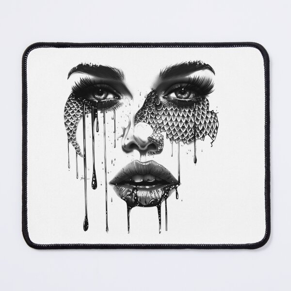 Item preview, Dark Siren Face Gothic Beauty Black and White Illustration designed and sold by inkoutninja.