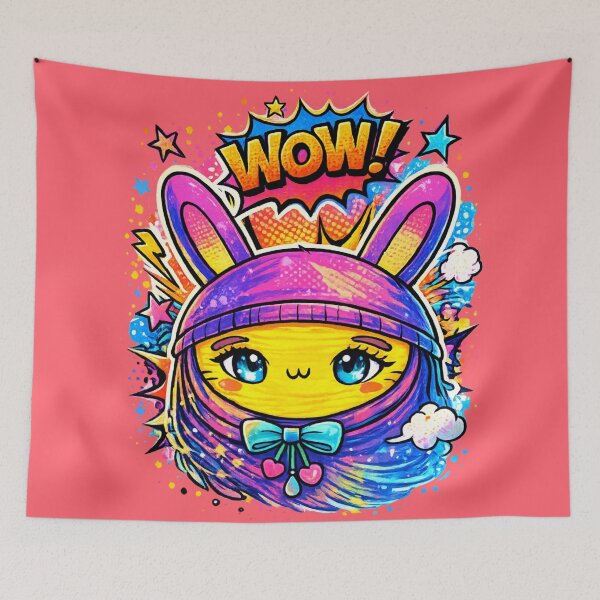 Item preview, WOW Comic Bunny – Kawaii Pop Art Explosion Design designed and sold by InnerwayStudio.