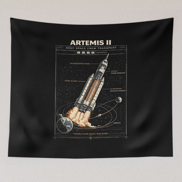 Item preview, Blueprint Space Rocket Launch Mission to The Moon Artemis 2 designed and sold by ZalcArtStore.