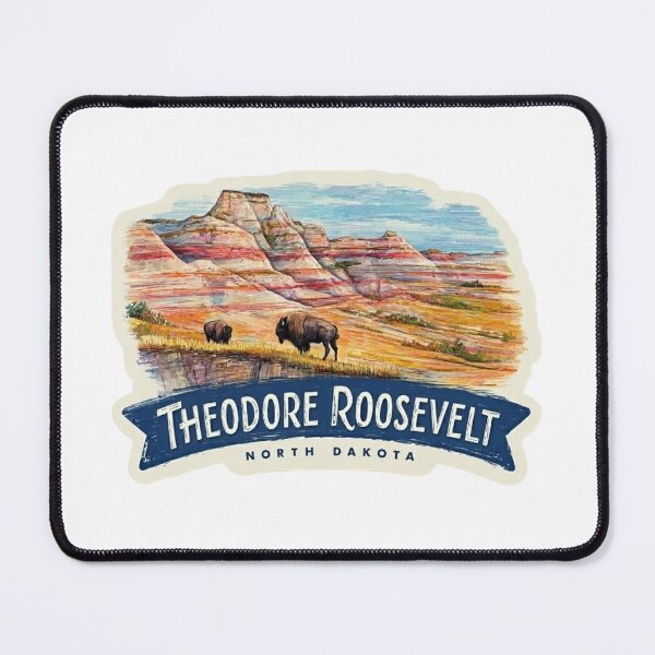 Item preview, Theodore Roosevelt North Dakota Bison Painted Canyon Badlands Sticker designed and sold by Blurbean.