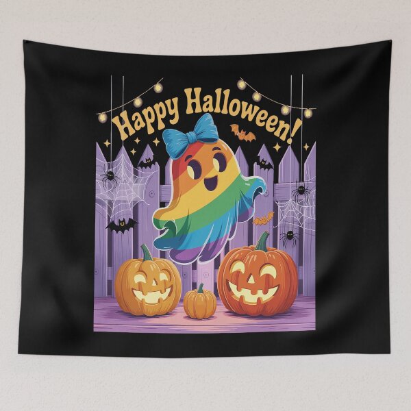 Item preview, Rainbow Pumpkin Ghost spooky Queer Gay designed and sold by RonnasJackson.