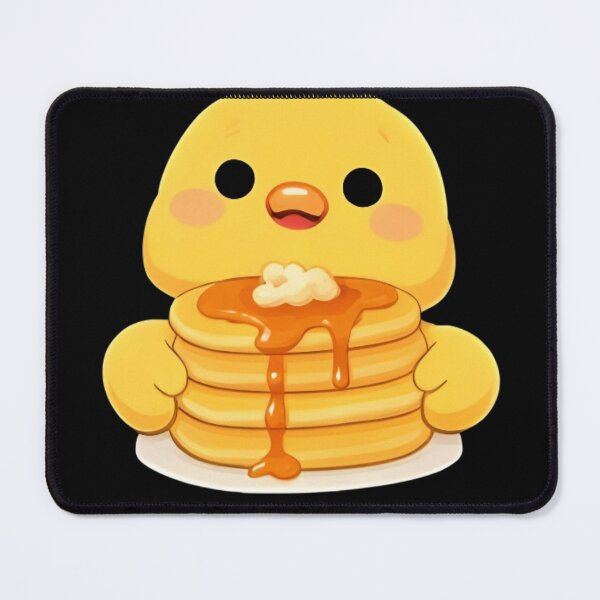Item preview, Kawaii Yellow Chick Eating Fluffy Pancakes - Cute Chibi Bird Breakfast designed and sold by Trendora90.