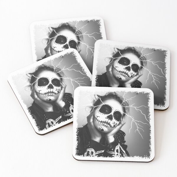 Item preview, Sugar Skull Portrait Dark Gothic Halloween Black and White Illustration designed and sold by inkoutninja.