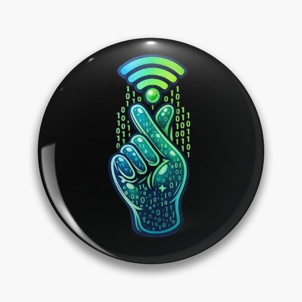 Item preview, Digital Luck Mode – Binary Fingers‑Crossed Hand with Wi‑Fi Glow designed and sold by thesmilngnature.