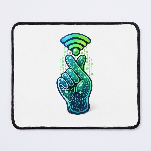Item preview, Digital Luck Mode – Binary Fingers‑Crossed Hand with Wi‑Fi Glow designed and sold by thesmilngnature.