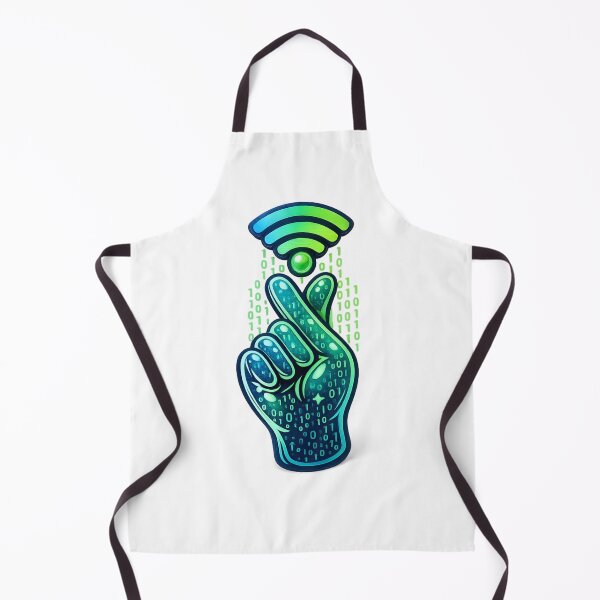 Item preview, Digital Luck Mode – Binary Fingers‑Crossed Hand with Wi‑Fi Glow designed and sold by thesmilngnature.