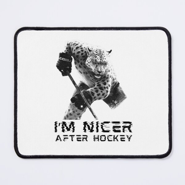 Item preview, I'm Nicer After Hockey Snow Leopard Ice Hockey Player Halftone designed and sold by TrueArtsStore.
