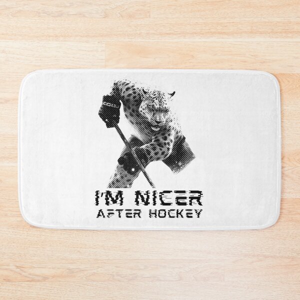 Item preview, I'm Nicer After Hockey Snow Leopard Ice Hockey Player Halftone designed and sold by TrueArtsStore.