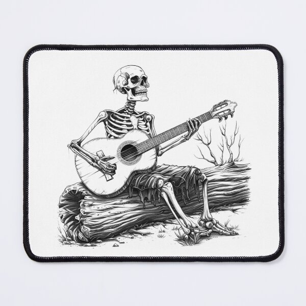 Item preview, Skeleton Playing Guitar Dark Western Gothic Illustration designed and sold by inkoutninja.