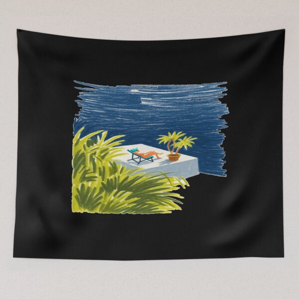 Item preview, Relaxing Terrace Illustration • Calm Summer Vibes • Minimalist Lounge & Nature Artwork designed and sold by Bright Nest Studio.