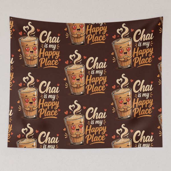 Item preview, Chai is My Happy Place – Cute Tea Lover Cartoon, Cozy Indian Chai Design designed and sold by Globalcitytees.