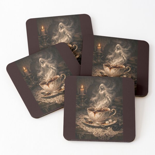 Item preview, The Tea Party of Shadows | Haunted Victorian Ghost Teacup Art designed and sold by Studio77-Gothic.