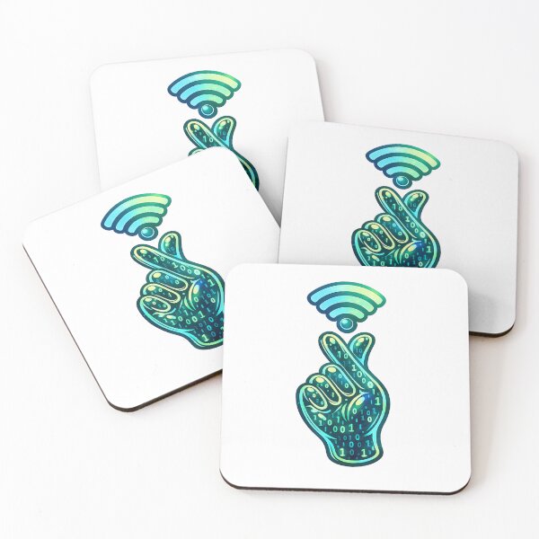 Item preview, Copy of Digital Luck Mode – Binary Fingers‑Crossed Hand with Wi‑Fi Glow designed and sold by thesmilngnature.