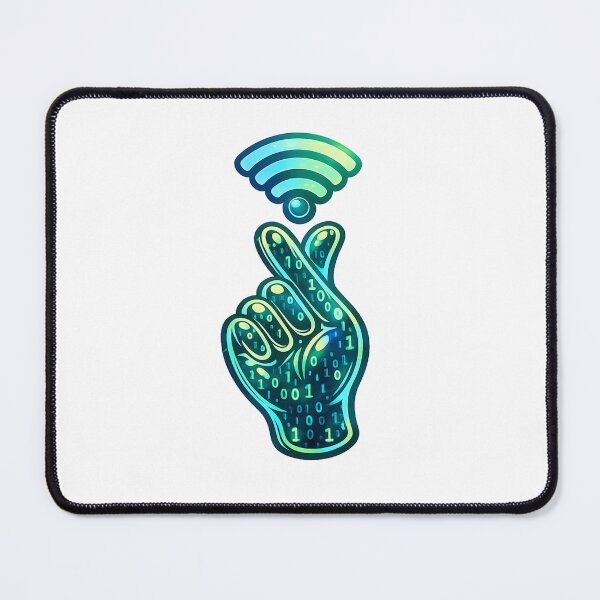 Item preview, Copy of Digital Luck Mode – Binary Fingers‑Crossed Hand with Wi‑Fi Glow designed and sold by thesmilngnature.
