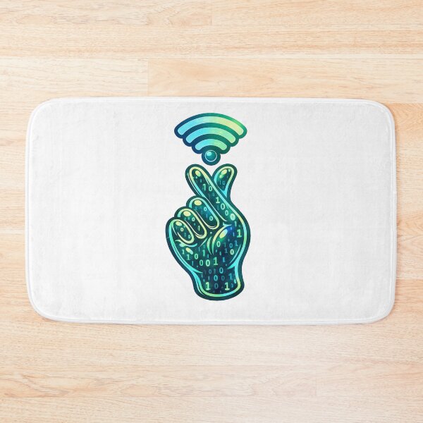 Item preview, Copy of Digital Luck Mode – Binary Fingers‑Crossed Hand with Wi‑Fi Glow designed and sold by thesmilngnature.