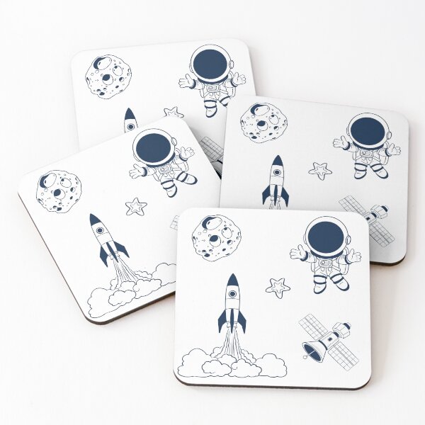 Item preview, Space journey with a rocket, astronaut, satellite, and asteroid in a sky setting designed and sold by Ms. Iryna.