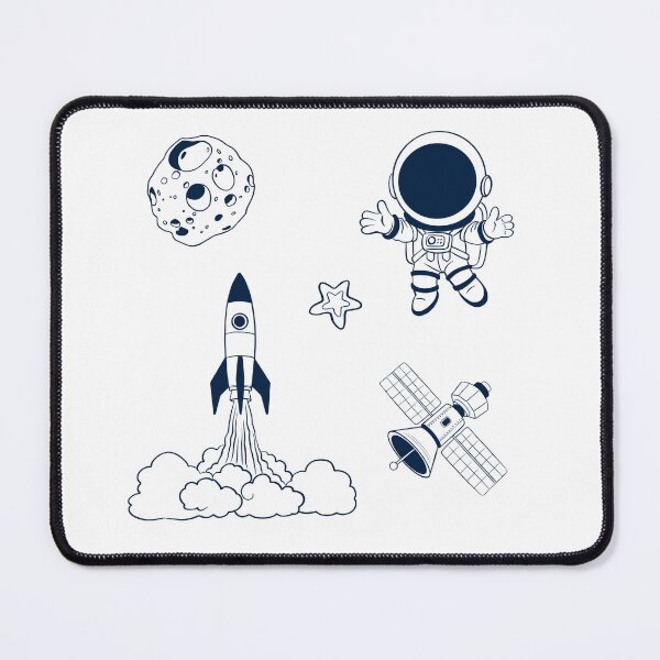 Item preview, Space journey with a rocket, astronaut, satellite, and asteroid in a sky setting designed and sold by Ms. Iryna.