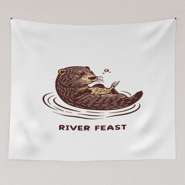 Item preview, River Feast Otter Illustration • Playful Wildlife Art • Cute Nature Animal Design designed and sold by Bright Nest Studio.