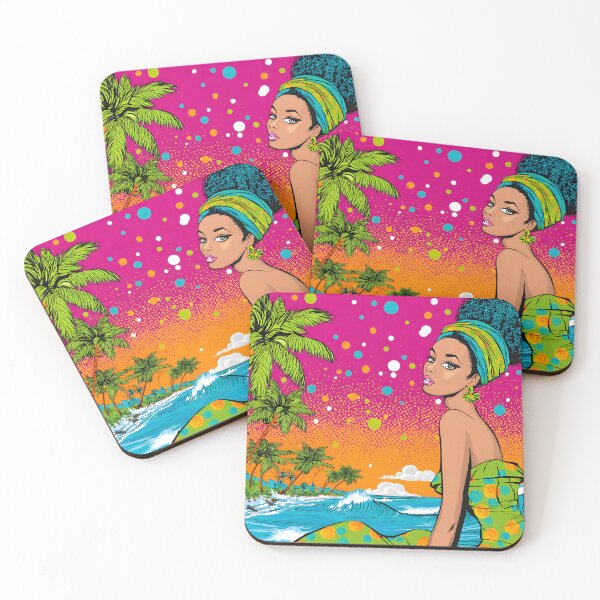 Item preview, Vibrant Island Woman with Tropical Backdrop Art designed and sold by Artessie.