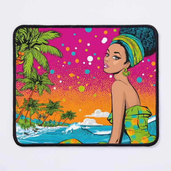 Item preview, Vibrant Island Woman with Tropical Backdrop Art designed and sold by Artessie.