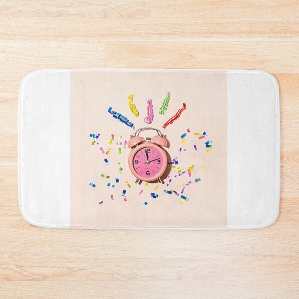 Item preview, : Festive Pink Alarm Clock with Confetti designed and sold by Creatby7030.