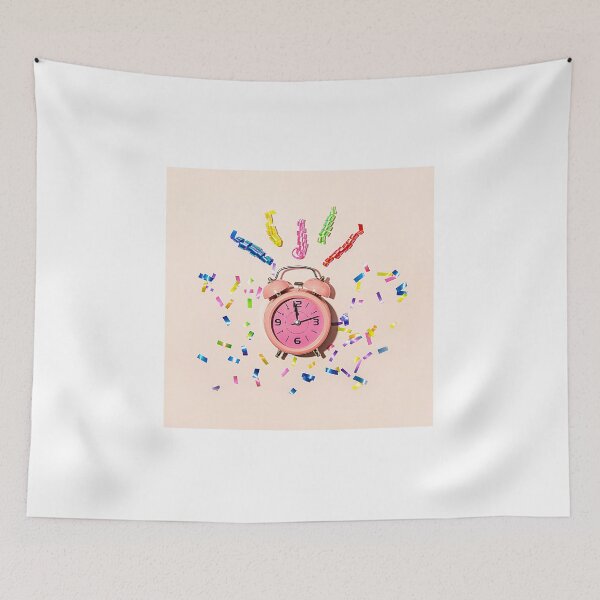 Item preview, : Festive Pink Alarm Clock with Confetti designed and sold by Creatby7030.