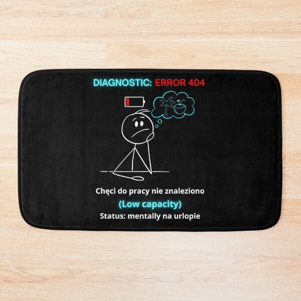 Item preview, Black Diagnostic Error 404 - Funny Polish Work Humor Gift Mentally Na Urlopie designed and sold by VibePolinglish.