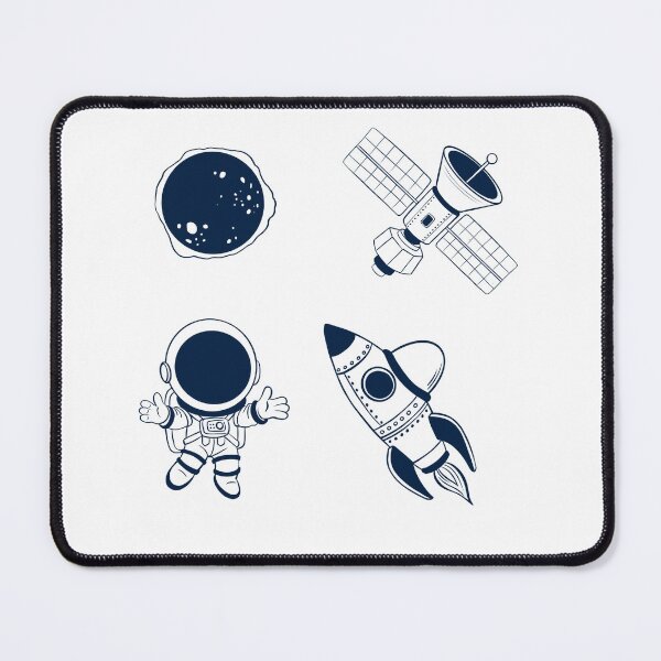 Item preview, Space themed illustrations include an astronaut, rocket, satellite, and planet in a simple design designed and sold by Ms. Iryna.