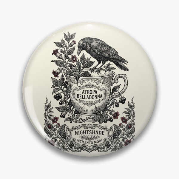 Item preview, Atropa Belladonna Nightshade – Gothic Botanical Crow Illustration designed and sold by KAYJAY DESIGNS.