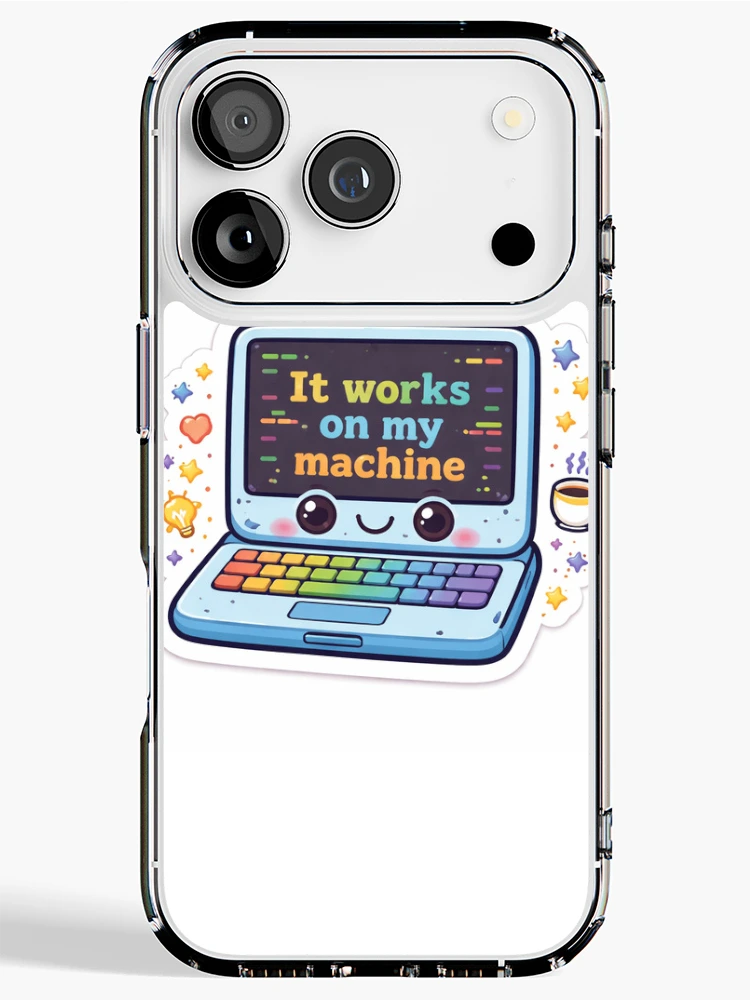 Thumbnail 1 of 5, iPhone Case, It Works on My Machine Funny Coding Sticker | Programmer Humor Laptop Design designed and sold by CodingPrintHub.