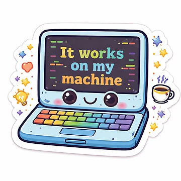Artwork thumbnail, It Works on My Machine Funny Coding Sticker | Programmer Humor Laptop Design by CodingPrintHub