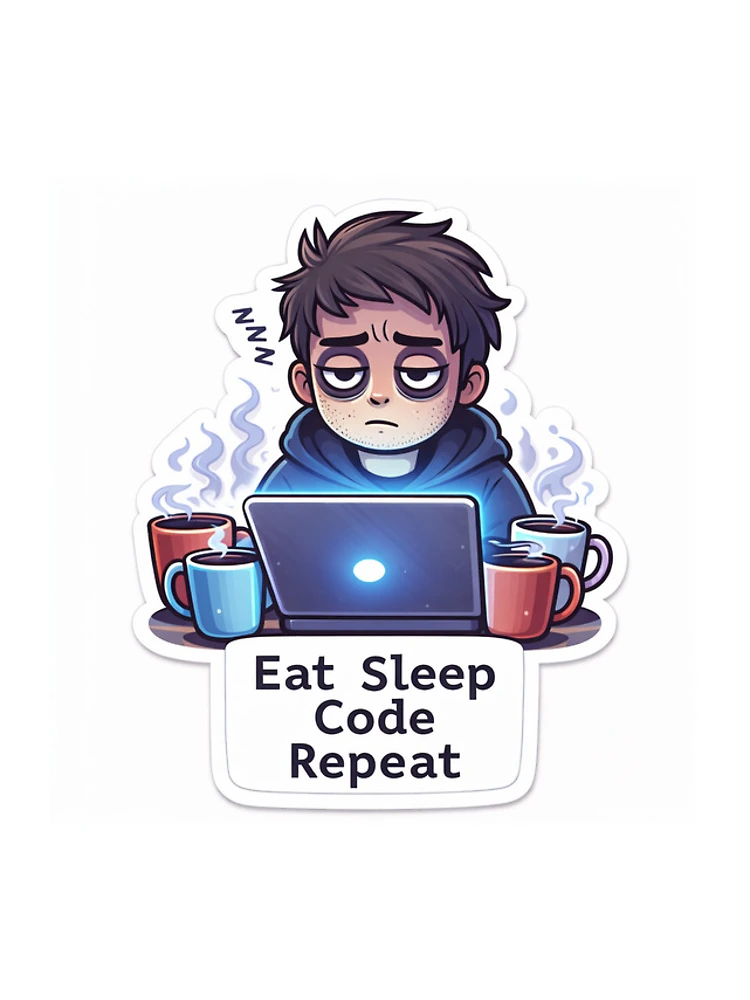 Thumbnail 4 of 4, iPhone Case, Eat Sleep Code Repeat Funny Programmer Sticker | Tired Developer Coffee Design designed and sold by CodingPrintHub.