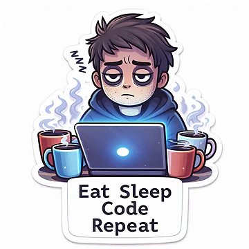 Artwork thumbnail, Eat Sleep Code Repeat Funny Programmer Sticker | Tired Developer Coffee Design by CodingPrintHub