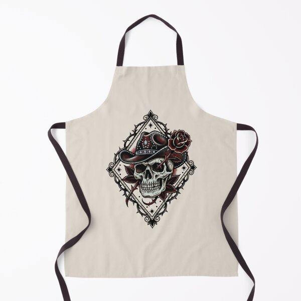 Item preview, Western Gothic Skull – Cowboy Hat Rose Tattoo Style Design designed and sold by KAYJAY DESIGNS.