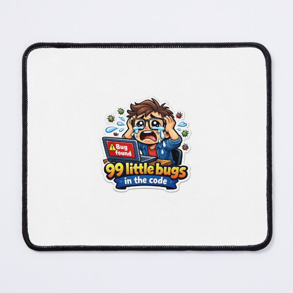 Aperçu de l'œuvre 99 petits bugs dans le code - Sticker humoristique pour programmeurs | Bug trouvé - Mème de codage créée et vendue par CodingPrintHub.
