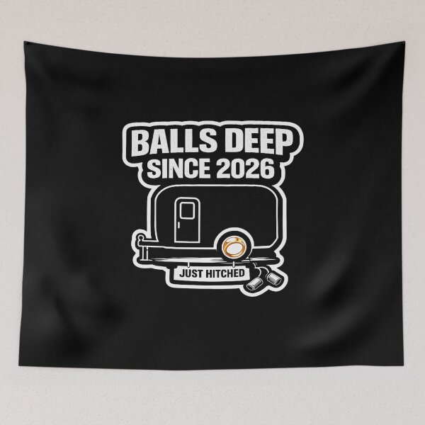 Item preview, Balls Deep Since 2026 Funny Wedding Shirt Just Hitched Bachelor Party Humor Groom Gift designed and sold by VibeOffline Studio.