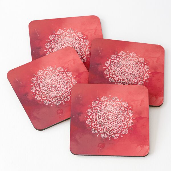 Item preview, Elegant White Mandala Design on Red Background designed and sold by Cutethings3.