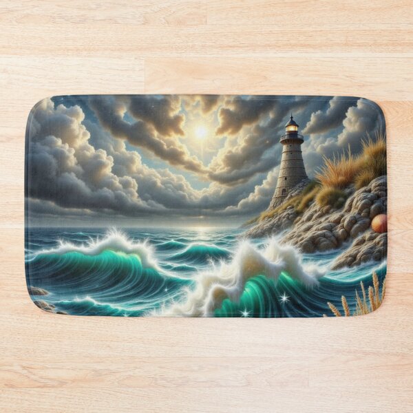 Item preview, Lighthouse Overlooking Stormy Seas designed and sold by purplesensation.