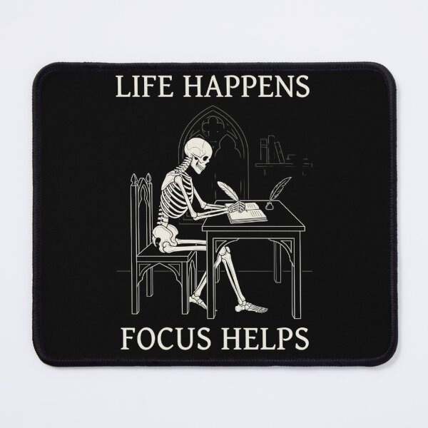 Item preview, Life Happens Focus Helps Gothic Skeleton Writing T-Shirt – Productivity Dark Aesthetic designed and sold by printedartgoods.