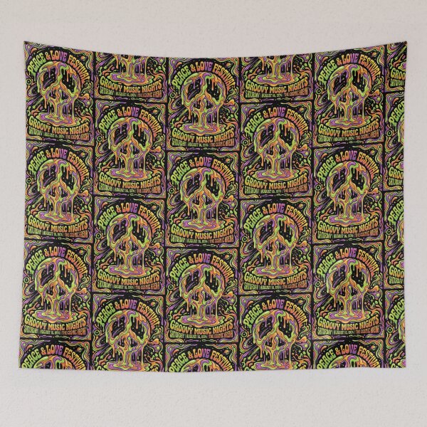 Item preview, Peace & Love Festival – Psychedelic Melting Typography Poster designed and sold by KAYJAY DESIGNS.