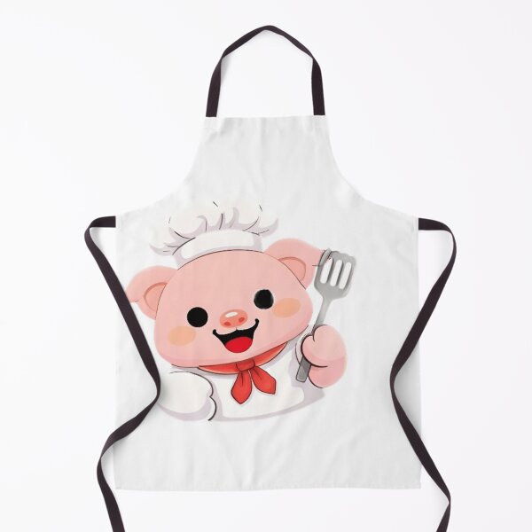 Artikelvorschau, Kawaii-Rosa-Schweinchen-Koch mit Pfannenwender – Niedliches Chibi-Schweinchen-Bäcker-Grillfest entworfen und verkauft von Trendora90.