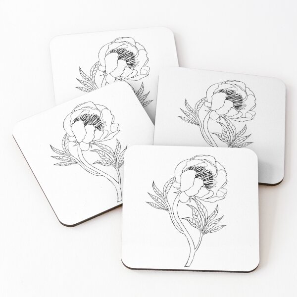 Item preview, Graceful Peony Bud Ink Sketch designed and sold by Grin Katalina Floral Patterns & Cozy Art.