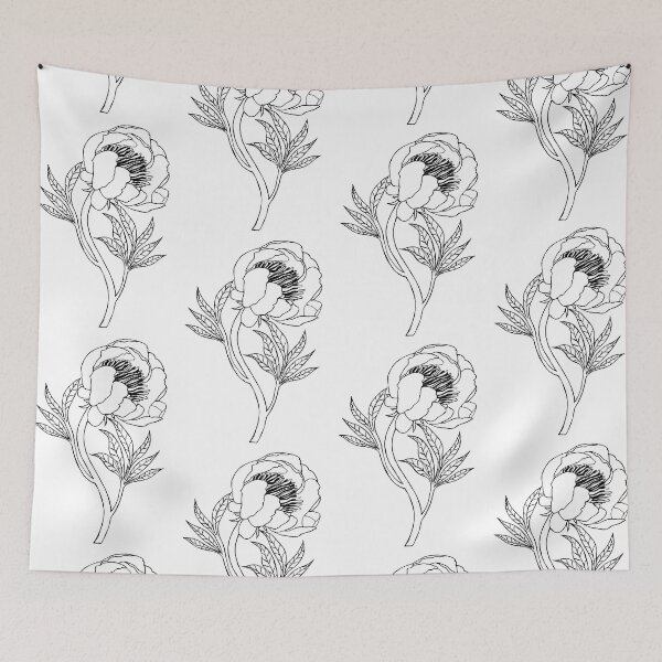 Item preview, Graceful Peony Bud Ink Sketch designed and sold by Grin Katalina Floral Patterns & Cozy Art.
